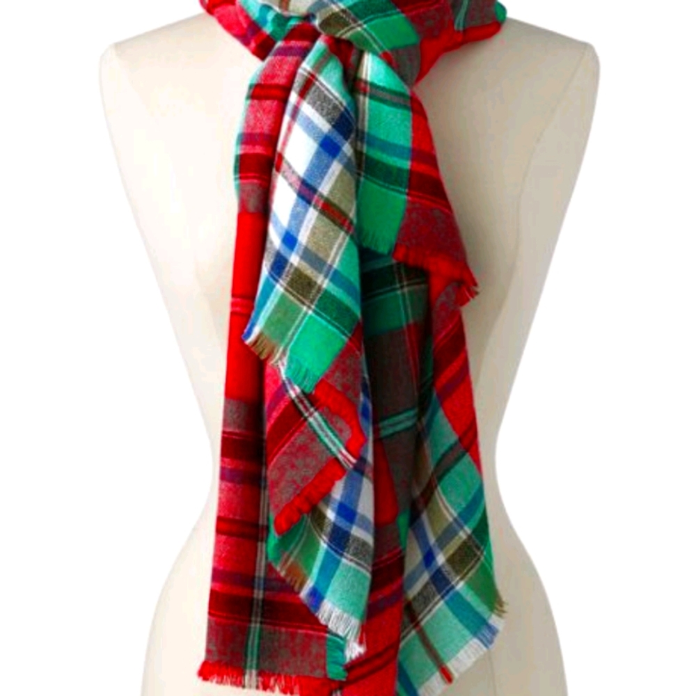 NWT Land's End Wool Plaid Tartan Scarf